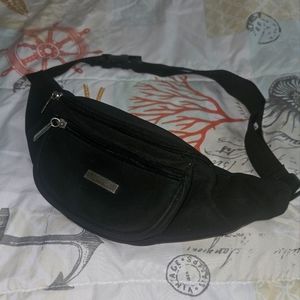 Solid black sling hip bag